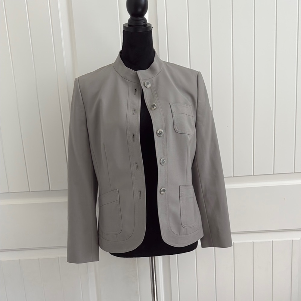 Talbots Women's Gray Stand Collar Blazer
